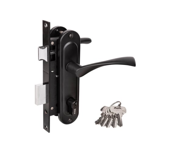 Изображение товара Врезной замок Marlok 70/L76 межосевое расстояние 70 мм, BL черный 037190