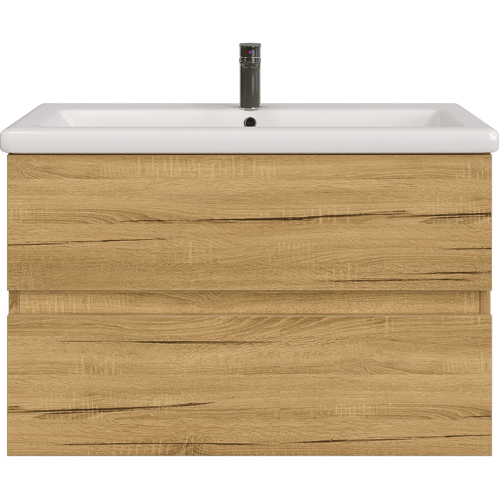 Изображение товара Тумба подвесная Sanstar Lavanti 80 с раковиной Como 80 (комплект) для ванной комнаты Дуб вотан 441.1-1.4.1.ККОМ