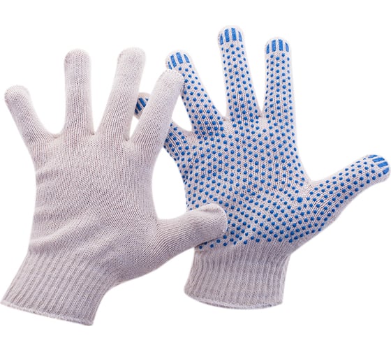 Изображение товара Перчатки OfficeClean х/б с точкой ПВХ, 10 класс, эконом, 4 нити, 2-й оверлок, 224553