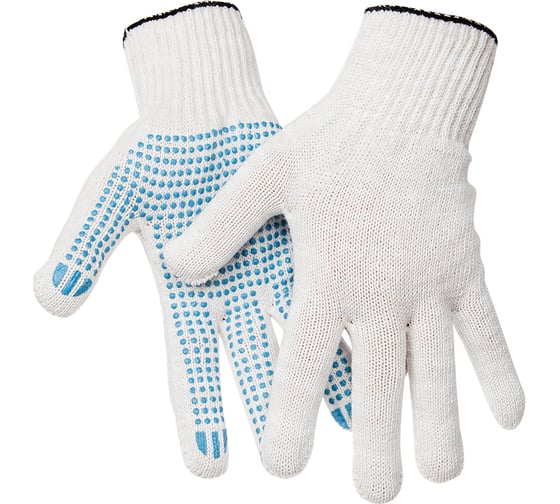 Изображение товара Перчатки OfficeClean х/б с точкой ПВХ, 10 класс, эконом, 5 ниток, белый, 241554/ЛТ
