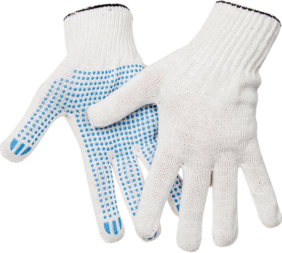 Изображение товара Перчатки OfficeClean х/б с точечным ПВХ, 10 класс, эконом, 4 нити, белые, 241553/ЛТ
