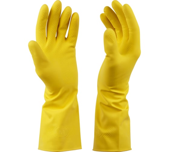 Изображение товара Перчатки резиновые хозяйственные OfficeClean ЛЮКС многоразовые, хлопчатобумажное напыление 337388