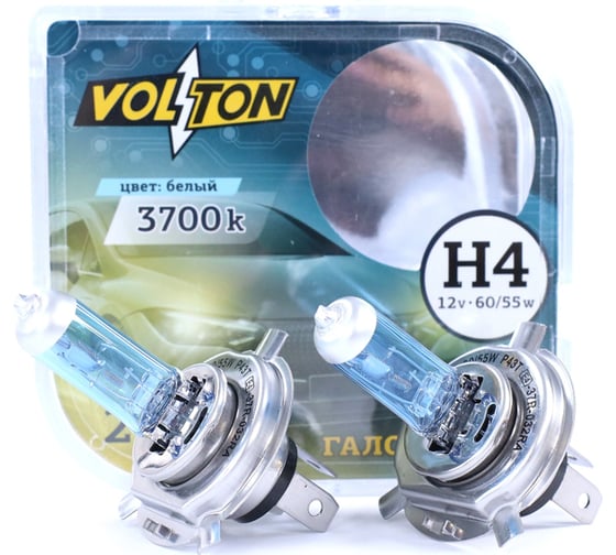 Изображение товара Лампа галогенная VOLTON H4 12В 60/55 Вт 3700К 2 шт. VLT009U