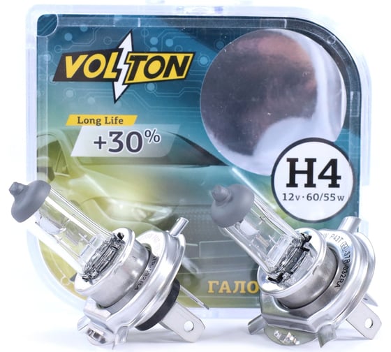 Изображение товара Лампа галогенная VOLTON H4 12В 60/55 Вт +30 2 шт. VLT009