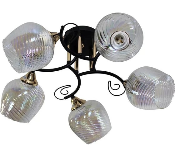 Изображение товара Люстра потолочная ЭЛЕТЕХ 21295-9/5 черный золото (Плафон 8310) НПБ 01-5x60-155 Е27 1005404931