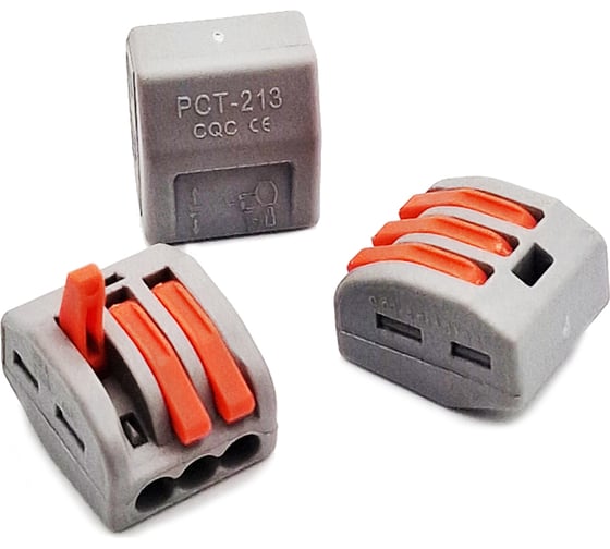 Изображение товара Универсальная клемма КрепПак СМК 222-413, 3-проводная серая 0,08-2,5/4 мм² 50 шт/уп 048.000015