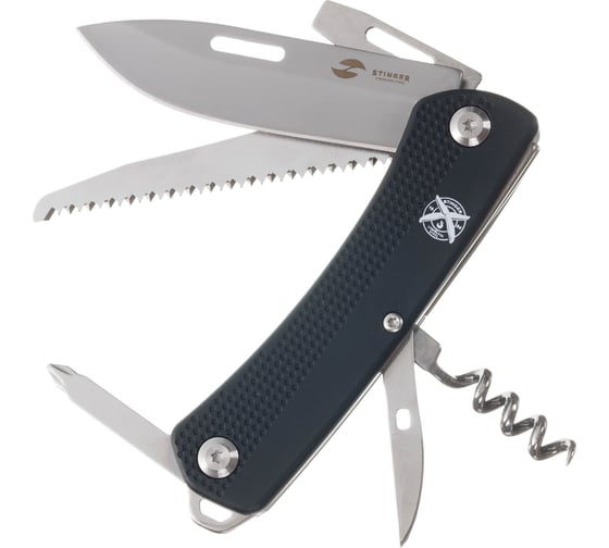 Изображение товара Нож перочинный Stinger 103 мм, 10 функций, материал рукояти: АБС-пластик, черный FK-GHK2P-06