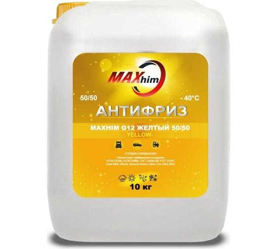 Изображение товара Антифриз MAXHIM G12 10 кг, желтый MHY101240