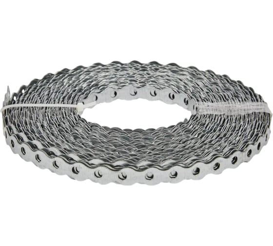 Изображение товара Лента монтажная перфорированная КРЕПКО-НАКРЕПКО оцинкованная волна 0,75x12 мм, 25 м 79572