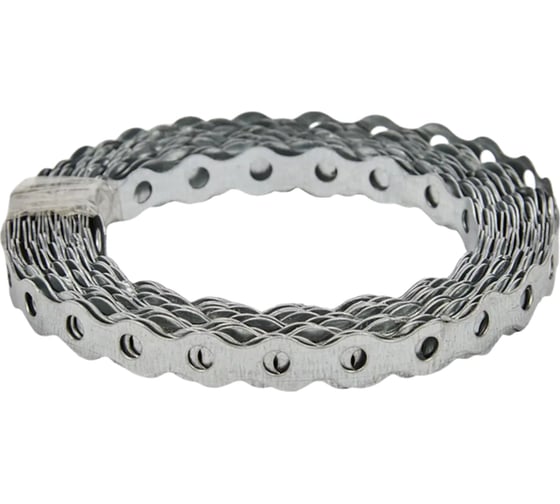 Изображение товара Лента монтажная перфорированная КРЕПКО-НАКРЕПКО оцинкованная волна 0,75x12 мм, 5 м 79589