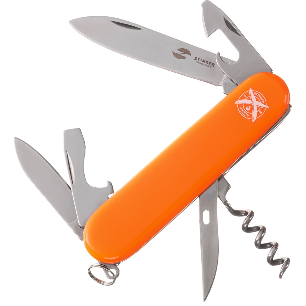 Изображение товара Нож перочинный Stinger 90 мм, 11 функций, материал рукояти: АБС-пластик, оранжевый FK-K5005NH-11F