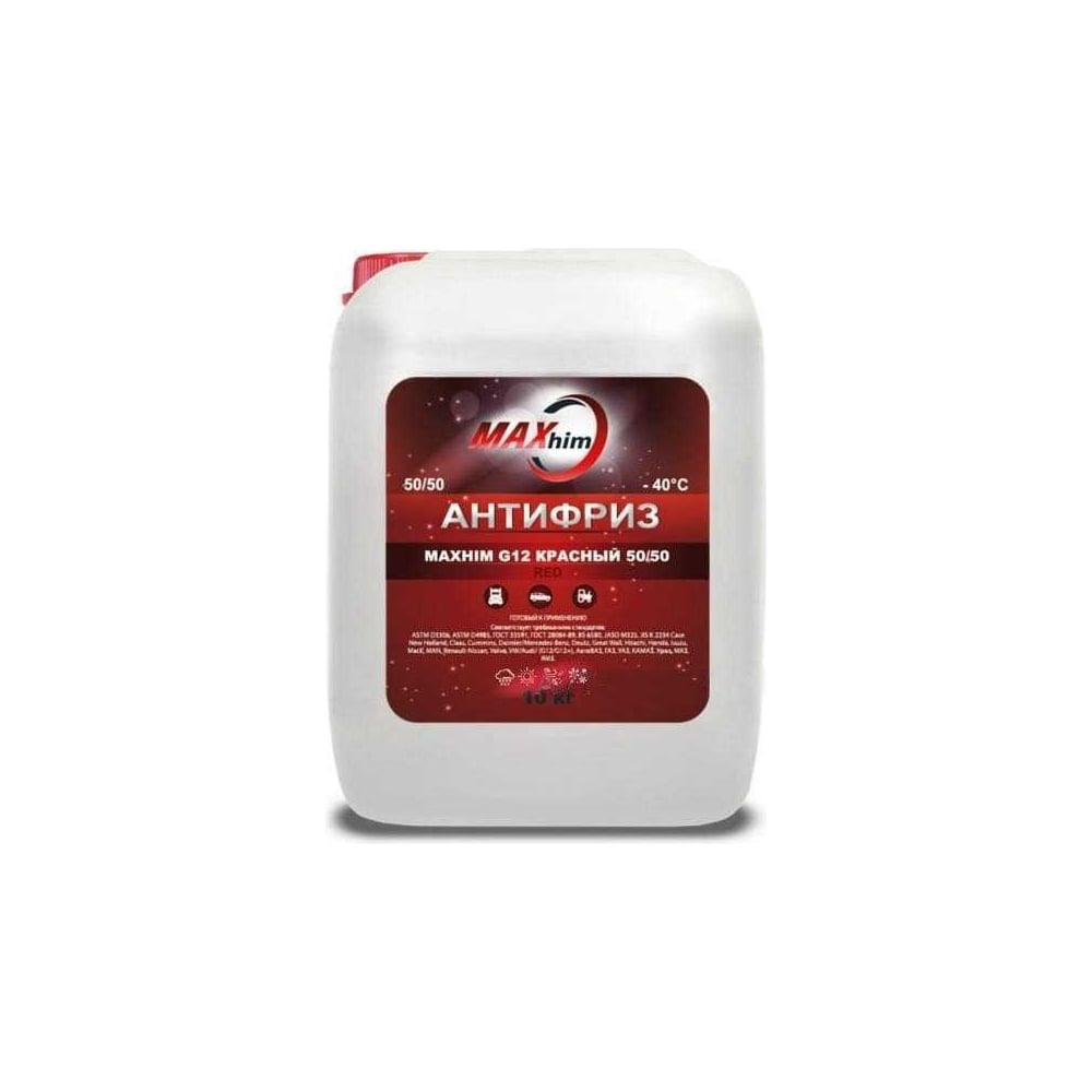 Изображение товара Антифриз MAXHIM G12 10 кг красный для системы охлаждения автомобиля