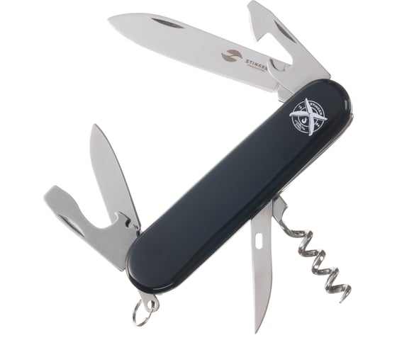 Изображение товара Нож перочинный Stinger 90 мм, 11 функций, материал рукояти: АБС-пластик, черный, в блистере FK-K5006NH-11FB