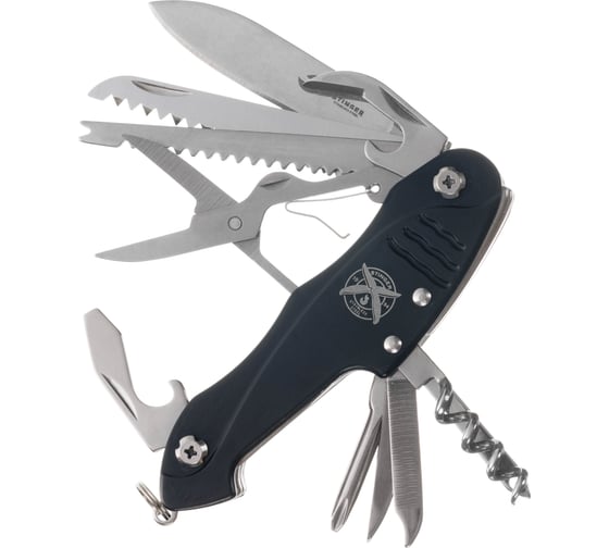 Изображение товара Нож перочинный Stinger 96 мм, 15 функций, материал рукояти: алюминий, черный, в блистере FK-KG5011L2B