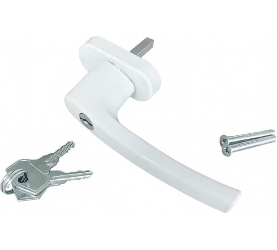 Изображение товара Ручка оконная алюминиевая с ключом ELEMENTIS 35 мм, овальная накладка, 45 град., 2 винта VVD0100.07/MP