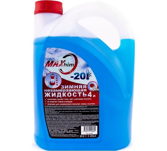 Изображение товара Незамерзающая жидкость MAXHIM 4 л, до -20, с крышкой лейкой MH1620