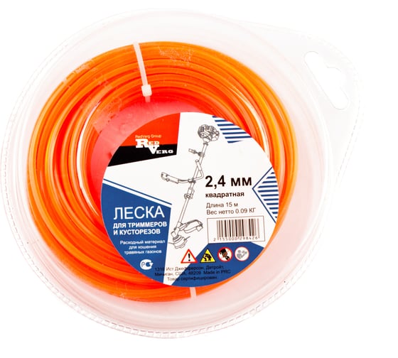 Изображение товара Леска квадратная витая армированная (2.4 мм; 15 м) для триммера REDVERG 6655100