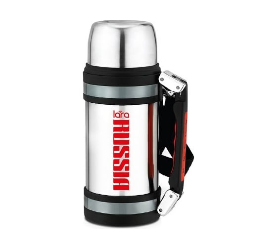 Изображение товара Стальной термос Lara 1500мл, SPORT LINE ручка, ремешок, двойные стенки,широкое горло, кнопка LR04-04