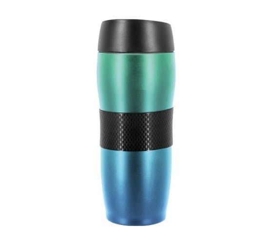 Изображение товара Термокружка Lara Aqua 450мл, двойные стенки, вакуум, сталь/силикон LR04-23 Aqua