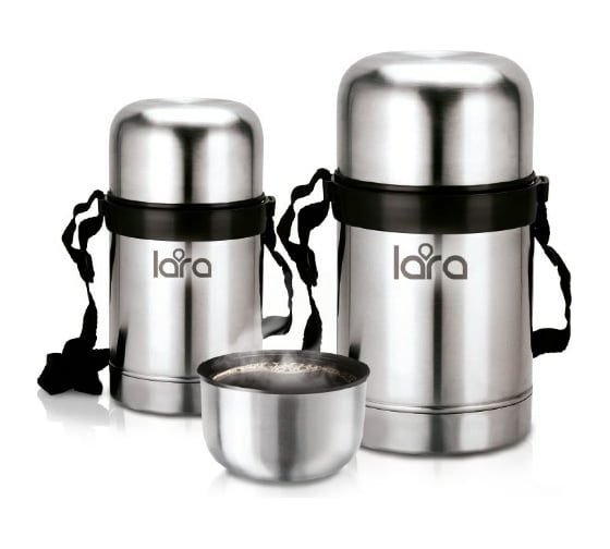Изображение товара Стальной термос Lara 750 мл, ШИРОКАЯ ГОРЛОВИНА, КЛАПАН, ремешок, 2-е стенки, крышка-чашка LR04-51