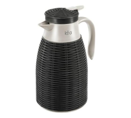 Изображение товара Термос Lara чёрный 1000 мл, стеклянная колба, стилизация под ротанг, долгое сохранение LR04-80 Black