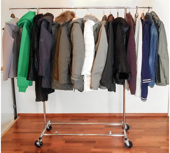 Изображение товара Напольная вешалка Tatkraft DROGO на колесиках, складная, для одежды, хромированная сталь 13421