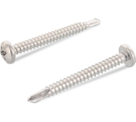 Изображение товара Саморез METIZ-A2 DIN 7504 тип M(N), M3.9x13 мм, нержавеющая сталь A2, полукр. гол., под крест, с буром, 100 шт. 75042M3913 100