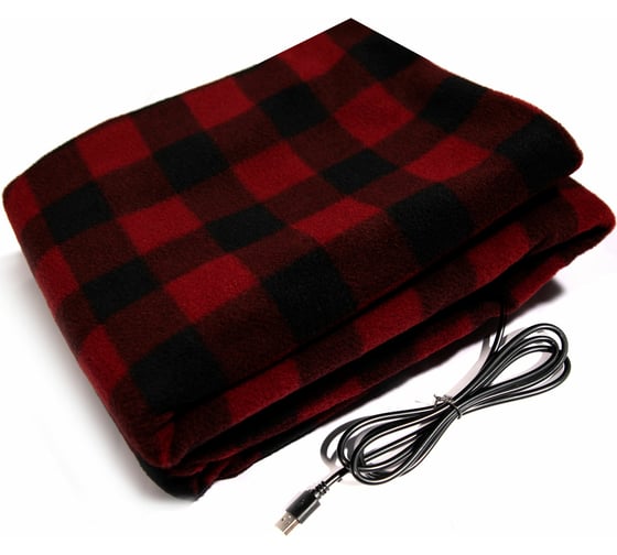 Изображение товара Плед с подогревом Golden Snail 125х70 см, USB, клетка черно-красный GS9055