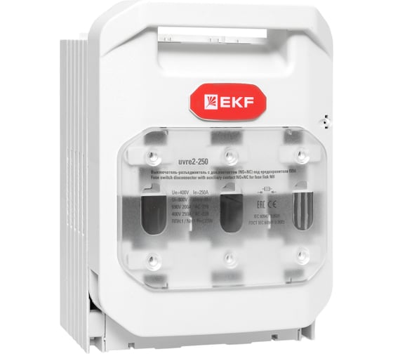 Изображение товара Выключатель-разъединитель EKF УВРЭ v2 250А с дополнительным контактом (NO+NC) откидного типа под предохранители ППН (габ.1) uvre2-250