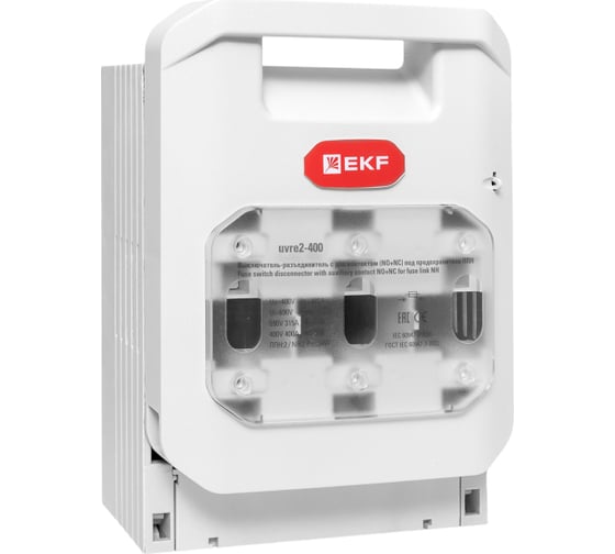 Изображение товара Выключатель-разъединитель EKF УВРЭ v2 400А с дополнительным контактом (NO+NC) откидного типа под предохранители ППН (габ.2) uvre2-400