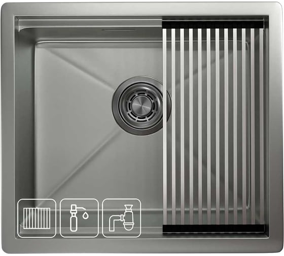 Изображение товара Стальная Кухонная мойка GRANULA KS-5045U сталь матовая  5045U СТАЛЬ МАТОВАЯ