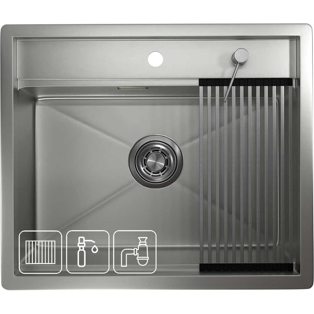 Изображение товара Кухонная мойка стальная GRANULA KS-6051 сталь матовая