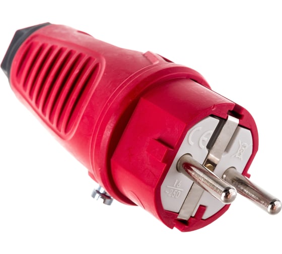 Изображение товара Кабельная вилка PCE 16A 220V 2P+E IP54 корпус красный, маркер черный 0511-rs