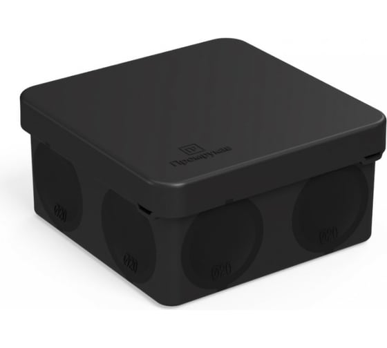 Изображение товара Коробка распределительная Промрукав для прямого монтажа двухкомпонентная безгалогенная (HF) черная 80x80x40 8шт. 60-0210-9005м