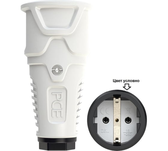 Изображение товара Кабельная розетка PCE 16A 220V 2P+E IP20 корпус серый, маркер черный 2510-gs