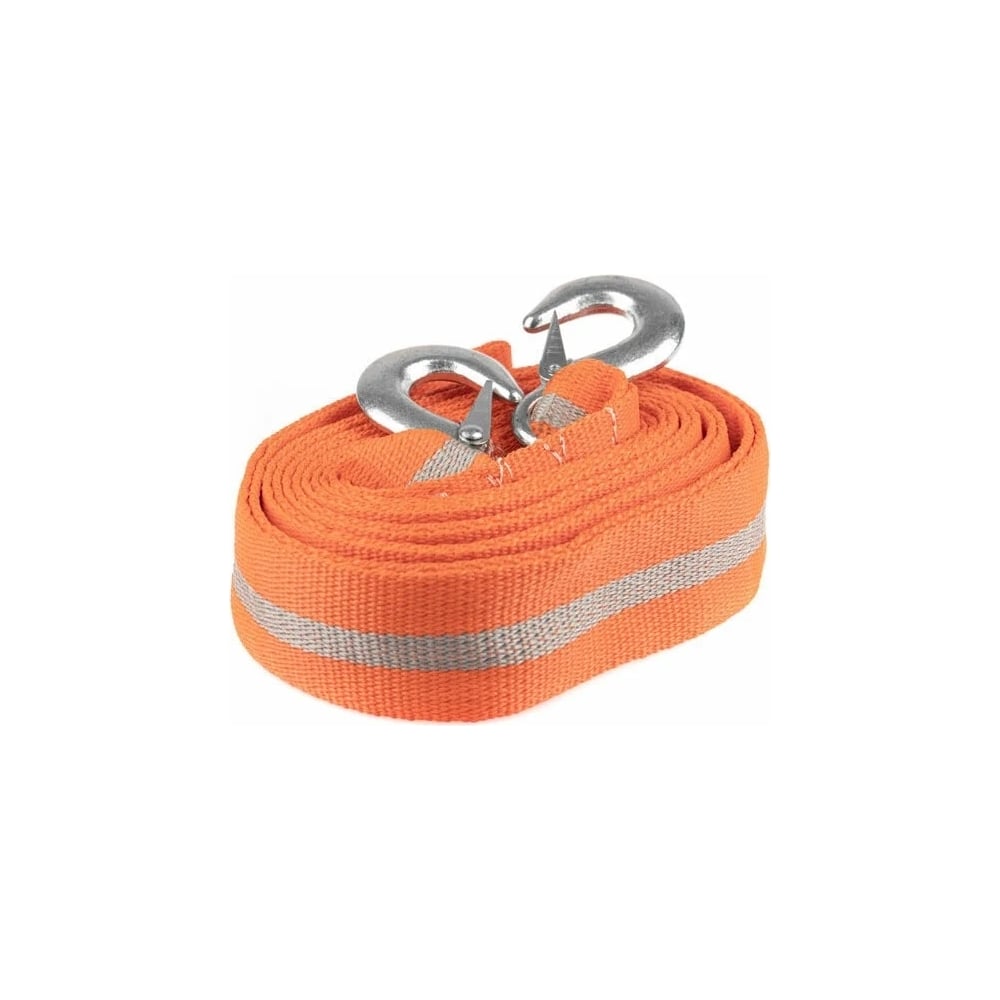 Изображение товара Буксировочный трос ПромСтроп 12 т 5 м ленточный крюки оранжевый