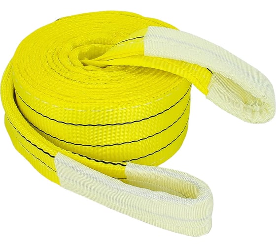 Изображение товара Буксировочный трос ПромСтроп 21 т, длина 5 м, ширина 90 мм, два слоя (петля-петля) 4687204788802