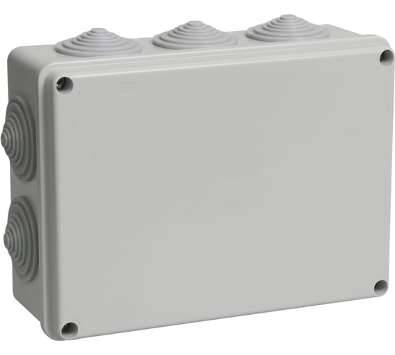 Изображение товара Коробка распаечная IEK открытой проводки, IP44, КМ41243, RAL7035,10 гермовводов, ИЭК UKO11-190-140-070-K41-44