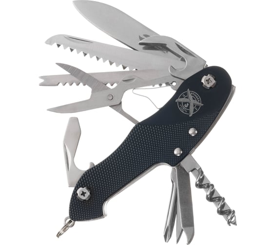 Изображение товара Нож перочинный Stinger 96 мм, 15 функций, материал рукояти: алюминий, черный, в блистере FK-KG5011L7B