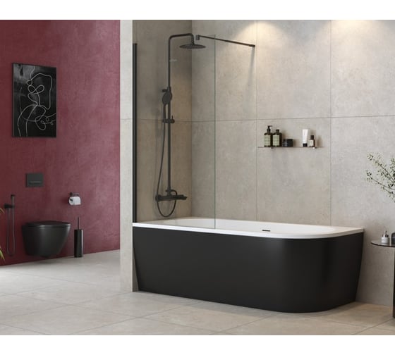 Изображение товара Душевая шторка на ванну Cezares LIBERTA-V-1-90/155-C-NERO