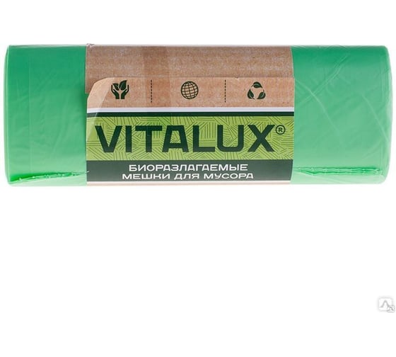 Изображение товара Мешки для мусора зеленые VitaLux БИО (20 шт; 60 л; 58х68 см; 10 мкм) Концепция Быта 1275