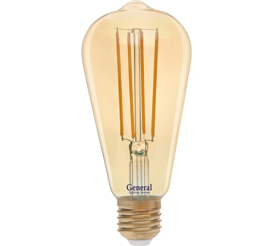 Изображение товара Светодиодная лампа General Lighting Systems Филамент прозрачный золотой E27 13Вт 1025Лм 2700К Теплый белый Труба GLDEN-ST64S-13-230-E27-2700 655303