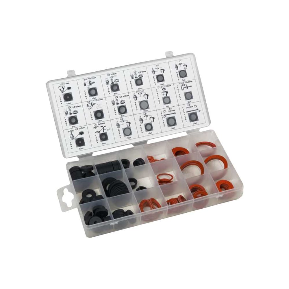 Изображение товара Набор шайб-прокладок 141 предмет СЕРВИС КЛЮЧ уплотнительные кольца для труб