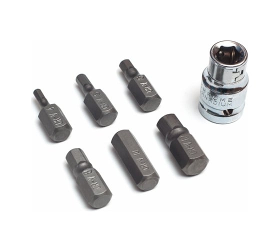 Изображение товара Набор бит (7 предметов шестигранники 4-12 мм) СЕРВИС КЛЮЧ 76438