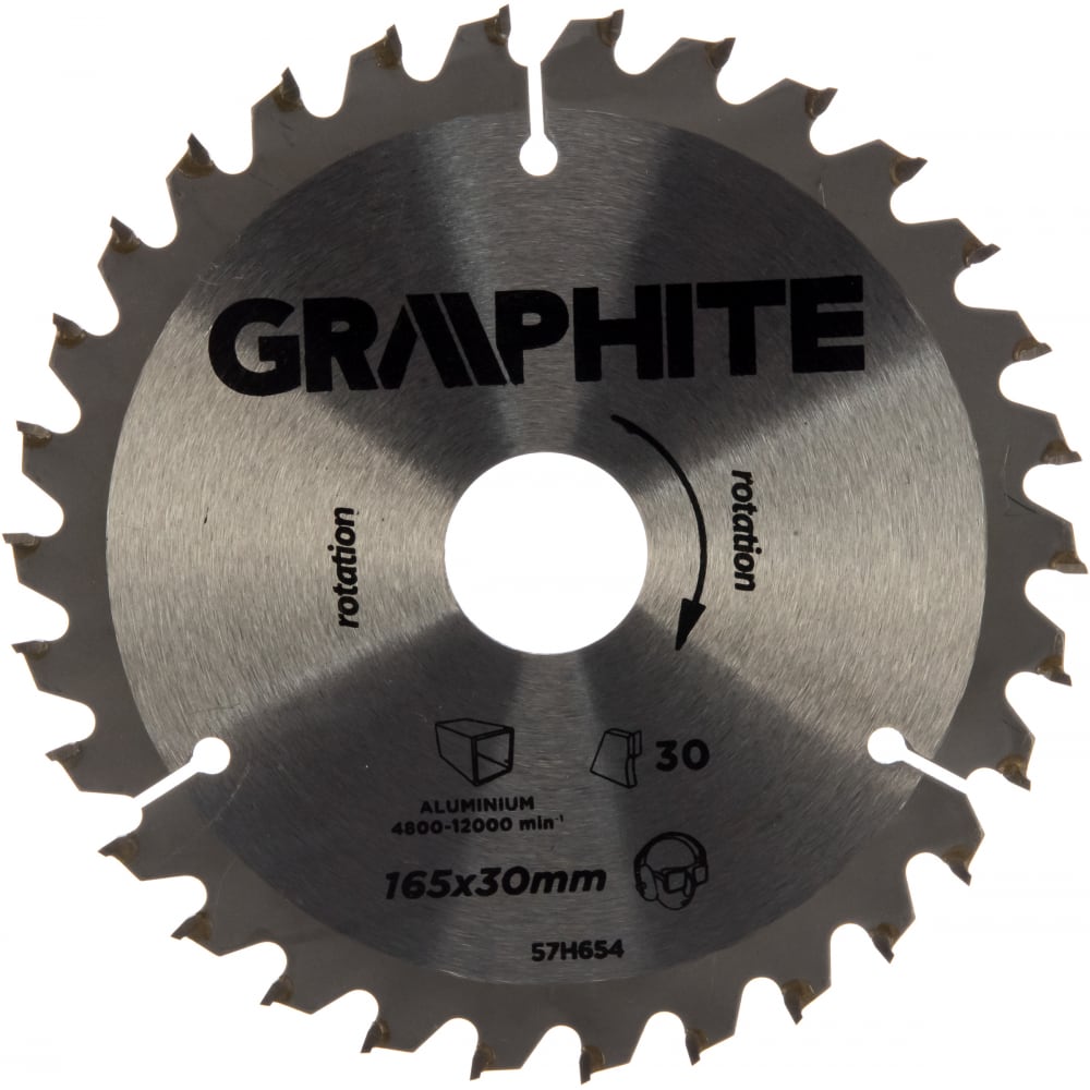 фото Диск отрезной по алюминию (165x30 мм; 30 зубьев) graphite 57h654