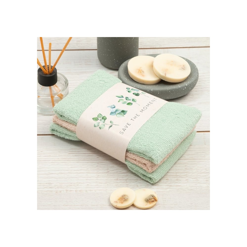 Изображение товара Набор махровых полотенец Этель Save the moment 30x30 см, 3 шт