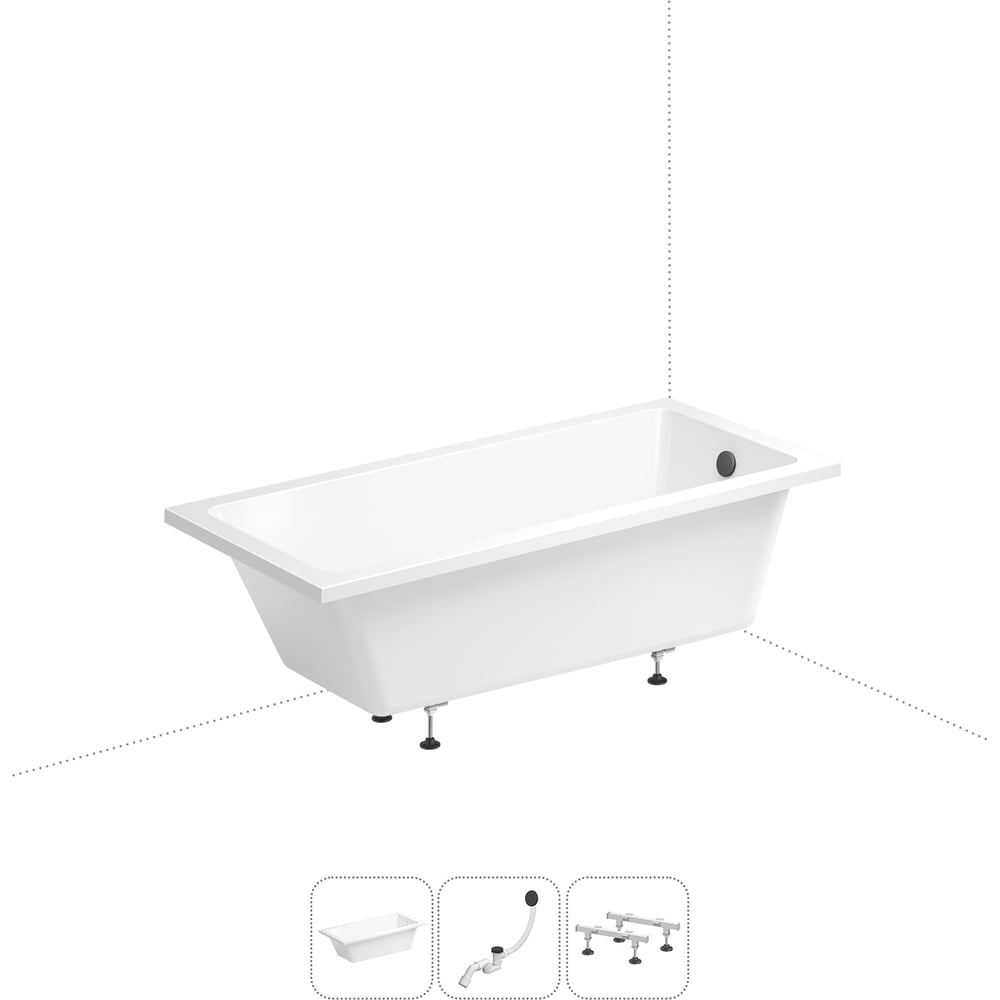 Изображение товара Акриловая ванна Wellsee FreeDom 165x80 см прямоугольная современная модель
