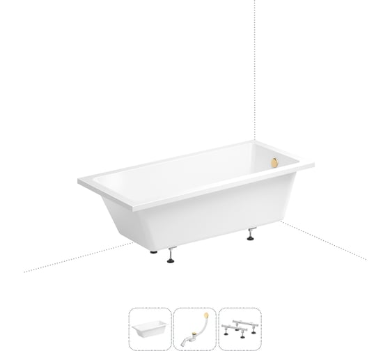 Изображение товара Акриловая ванна Wellsee FreeDom 165x80 см  в наборе 3 в 1 231102008