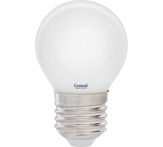 Изображение товара Светодиодная лампа General Lighting Systems Филамент матовый E27 8Вт 230В 530Лм 2700К Теплый белый свет Шар GLDEN-G45S-M-8-230-E27-2700 654500