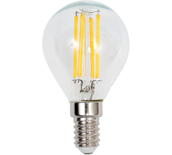 Изображение товара Светодиодная лампа General Lighting Systems Филамент прозрачный E14 8Вт 230В 610Лм 2700К Теплый белый свет Шар GLDEN-G45S-8-230-E14-2700 649977